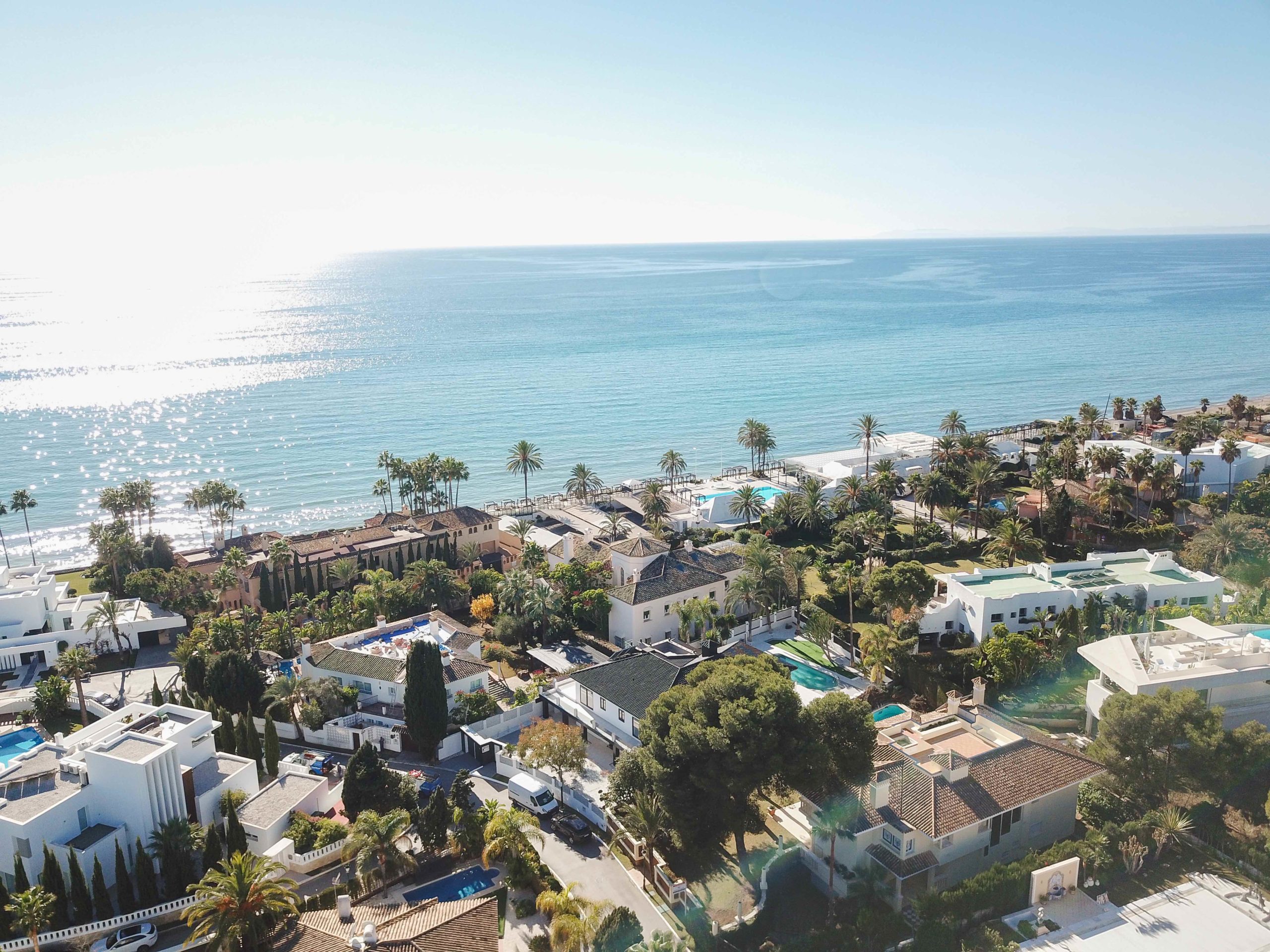 A aerial view of Los Monteros  with sea views in the background