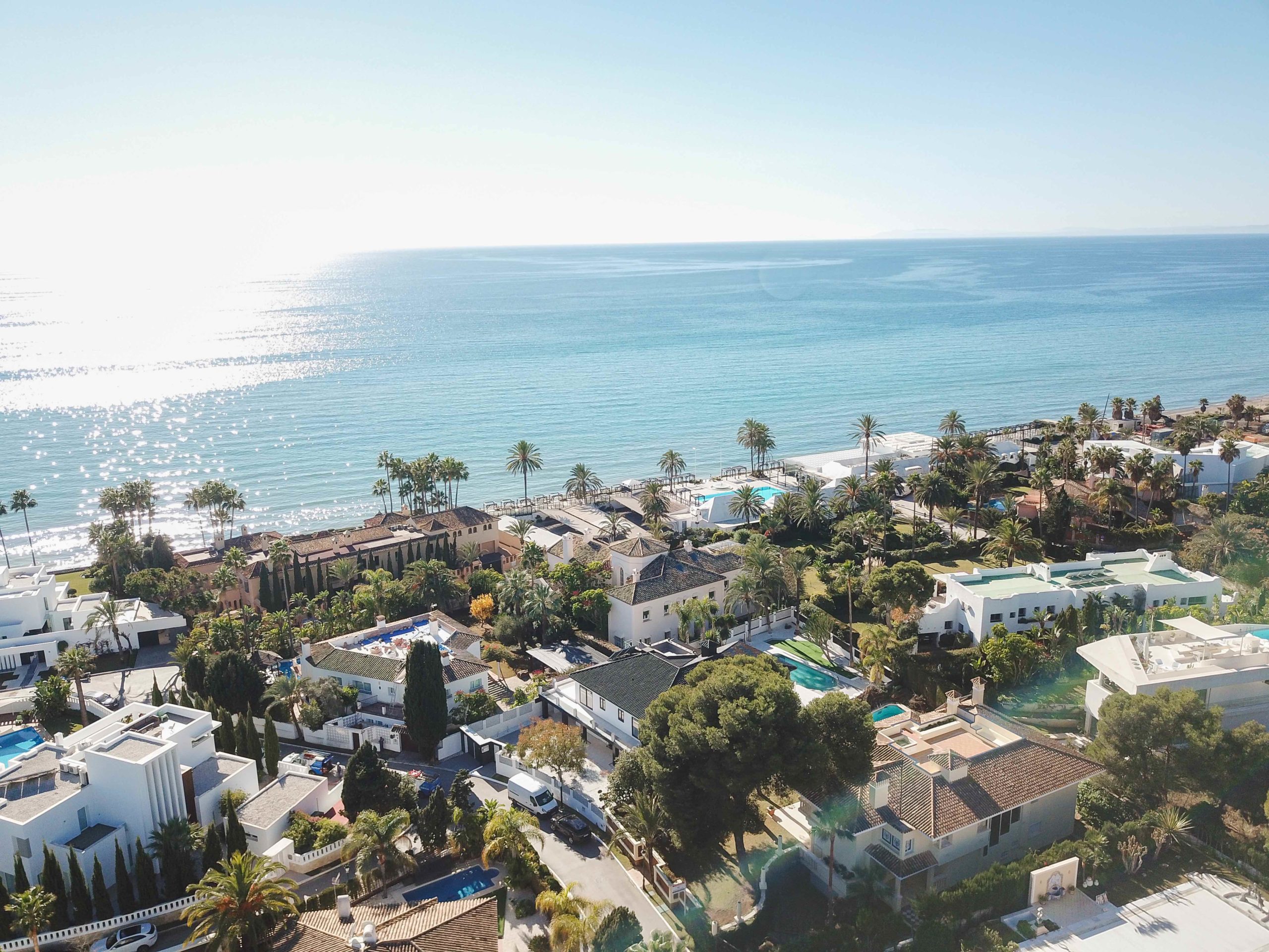 A aerial view of Los Monteros with sea views in the background